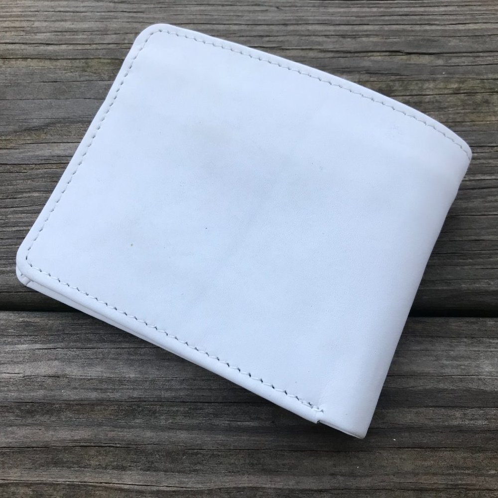 White Leather Men Wallet Handmade Card Holder Bifo - Picture 3 of 10